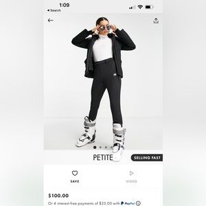 ASOS 4505 Petite ski skinny ski pants with stirrup never warn